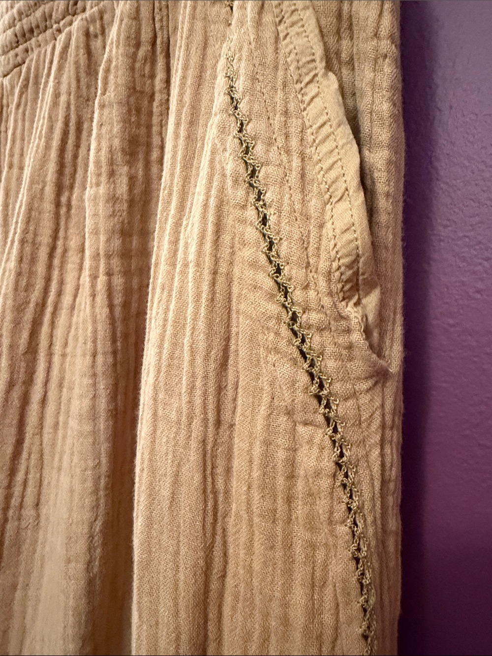 Cotton Wide Leg Pants in Camel Tan